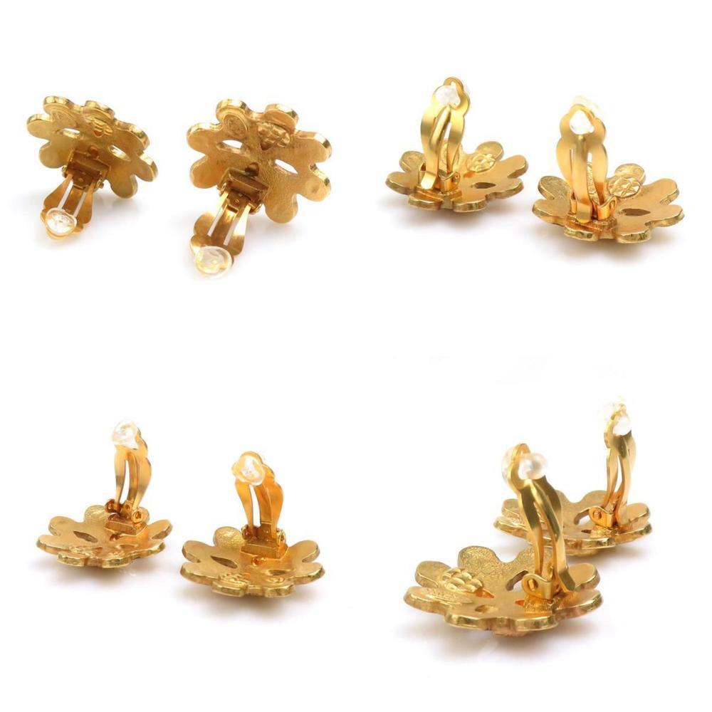 CHANEL Authentic Gold Logo Earrings - Picture 3 of 5
